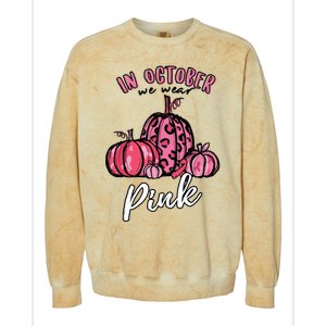 In October We Wear Pink Thanksgiving Breast Cancer Awareness Colorblast Crewneck Sweatshirt