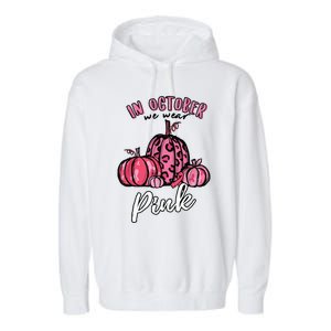 In October We Wear Pink Thanksgiving Breast Cancer Awareness Garment-Dyed Fleece Hoodie