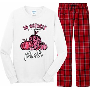 In October We Wear Pink Thanksgiving Breast Cancer Awareness Long Sleeve Pajama Set