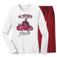 In October We Wear Pink Thanksgiving Breast Cancer Awareness Women's Long Sleeve Flannel Pajama Set 