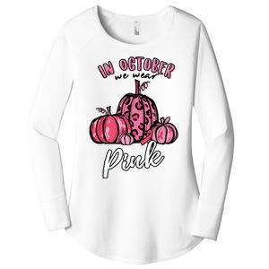 In October We Wear Pink Thanksgiving Breast Cancer Awareness Women's Perfect Tri Tunic Long Sleeve Shirt