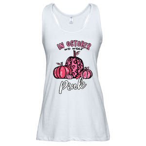 In October We Wear Pink Thanksgiving Breast Cancer Awareness Ladies Essential Flowy Tank