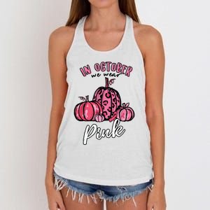 In October We Wear Pink Thanksgiving Breast Cancer Awareness Women's Knotted Racerback Tank