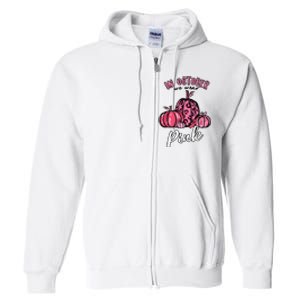 In October We Wear Pink Thanksgiving Breast Cancer Awareness Full Zip Hoodie