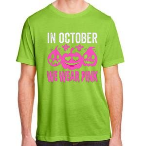 In October We Wear Pink Breast Cancer Pumpkin Halloween Adult ChromaSoft Performance T-Shirt