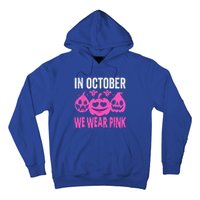 In October We Wear Pink Breast Cancer Pumpkin Halloween Hoodie