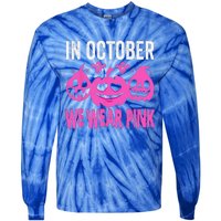 In October We Wear Pink Breast Cancer Pumpkin Halloween Tie-Dye Long Sleeve Shirt