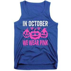 In October We Wear Pink Breast Cancer Pumpkin Halloween Tank Top