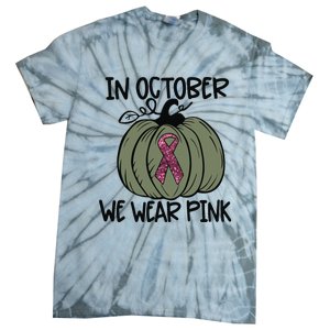 In October We Wear Pink Thanksgiving Breast Cancer Awareness Tie-Dye T-Shirt