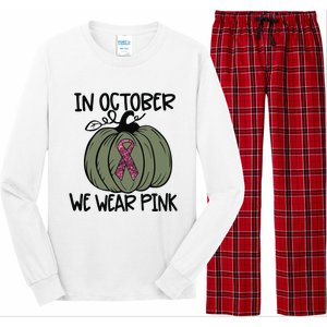 In October We Wear Pink Thanksgiving Breast Cancer Awareness Long Sleeve Pajama Set