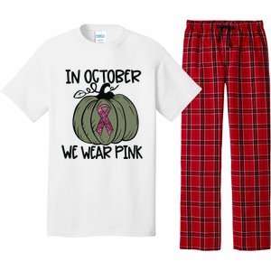 In October We Wear Pink Thanksgiving Breast Cancer Awareness Pajama Set