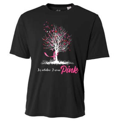 In October We Wear Pink Tree Breast Cancer Awareness Cooling Performance Crew T-Shirt