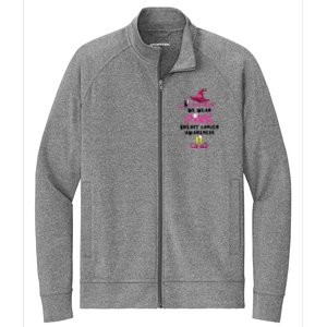 In October We Wear Pink Witch With Hat Breast Cancer Stretch Full-Zip Cadet Jacket