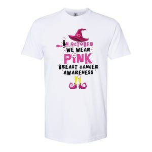 In October We Wear Pink Witch With Hat Breast Cancer Softstyle CVC T-Shirt