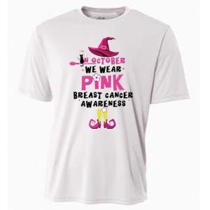 In October We Wear Pink Witch With Hat Breast Cancer Cooling Performance Crew T-Shirt