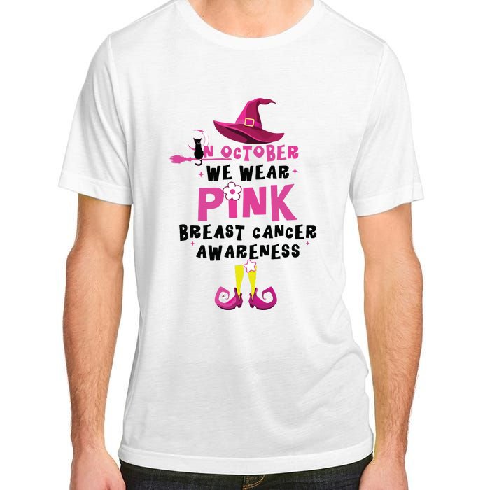 In October We Wear Pink Witch With Hat Breast Cancer Adult ChromaSoft Performance T-Shirt