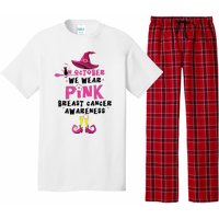 In October We Wear Pink Witch With Hat Breast Cancer Pajama Set