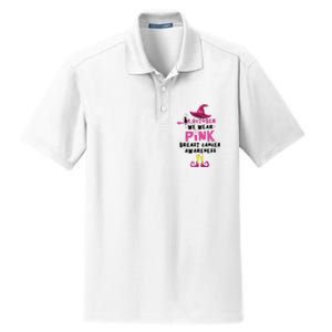 In October We Wear Pink Witch With Hat Breast Cancer Dry Zone Grid Polo