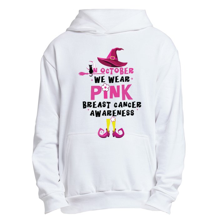 In October We Wear Pink Witch With Hat Breast Cancer Urban Pullover Hoodie