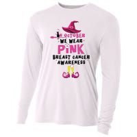 In October We Wear Pink Witch With Hat Breast Cancer Cooling Performance Long Sleeve Crew