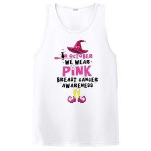 In October We Wear Pink Witch With Hat Breast Cancer PosiCharge Competitor Tank