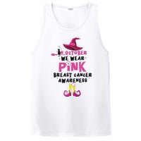 In October We Wear Pink Witch With Hat Breast Cancer PosiCharge Competitor Tank