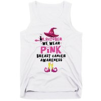 In October We Wear Pink Witch With Hat Breast Cancer Tank Top