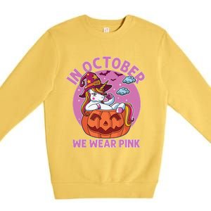 In October We Wear Pink Unicorn Breast Cancer Awareness Premium Crewneck Sweatshirt