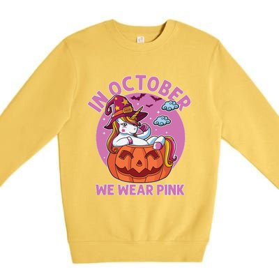 In October We Wear Pink Unicorn Breast Cancer Awareness Premium Crewneck Sweatshirt