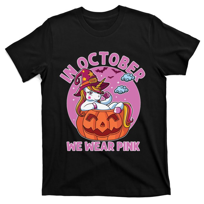 In October We Wear Pink Unicorn Breast Cancer Awareness T-Shirt