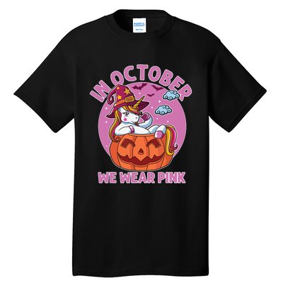 In October We Wear Pink Unicorn Breast Cancer Awareness Tall T-Shirt