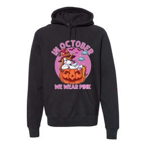 In October We Wear Pink Unicorn Breast Cancer Awareness Premium Hoodie