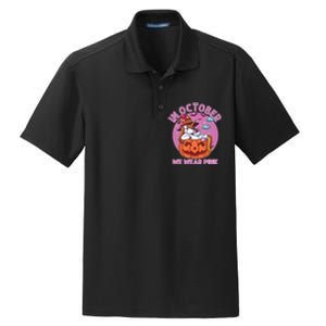 In October We Wear Pink Unicorn Breast Cancer Awareness Dry Zone Grid Polo