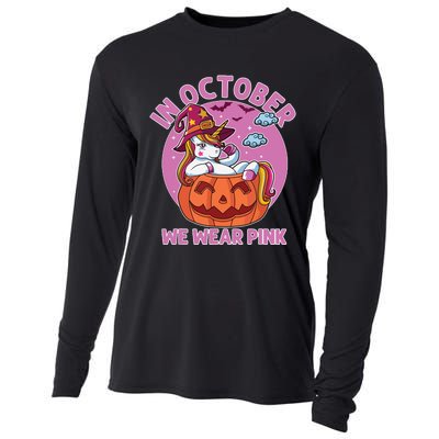 In October We Wear Pink Unicorn Breast Cancer Awareness Cooling Performance Long Sleeve Crew