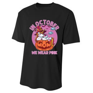 In October We Wear Pink Unicorn Breast Cancer Awareness Performance Sprint T-Shirt