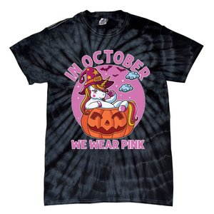 In October We Wear Pink Unicorn Breast Cancer Awareness Tie-Dye T-Shirt