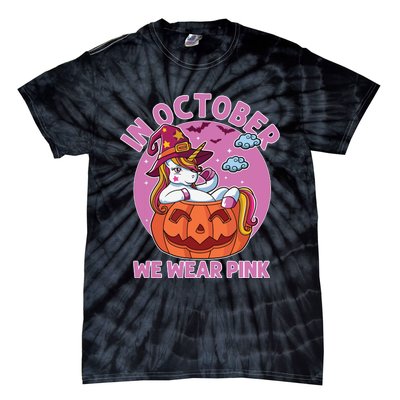 In October We Wear Pink Unicorn Breast Cancer Awareness Tie-Dye T-Shirt