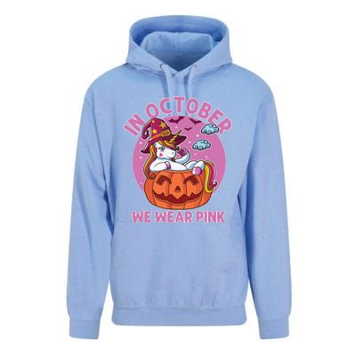 In October We Wear Pink Unicorn Breast Cancer Awareness Unisex Surf Hoodie