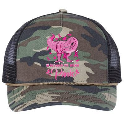 In October We Wear Pink Cute Dino Breast Cancer Kids Boy Retro Rope Trucker Hat Cap