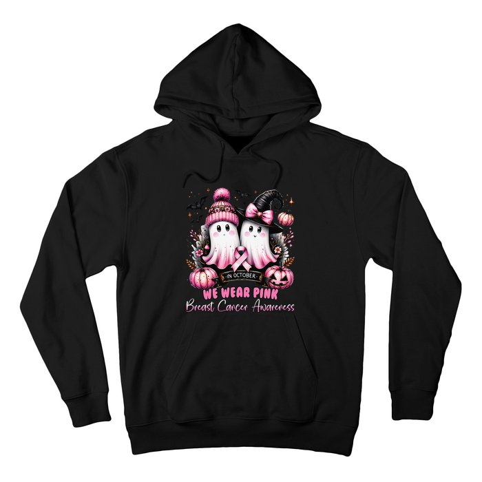 In October We Wear P.Ink Ghost Witch Breast Cancer Awareness Gift Hoodie