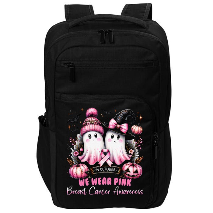 In October We Wear P.Ink Ghost Witch Breast Cancer Awareness Gift Impact Tech Backpack