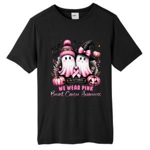 In October We Wear P.Ink Ghost Witch Breast Cancer Awareness Gift Tall Fusion ChromaSoft Performance T-Shirt