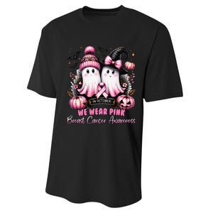 In October We Wear P.Ink Ghost Witch Breast Cancer Awareness Gift Performance Sprint T-Shirt