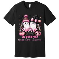 In October We Wear P.Ink Ghost Witch Breast Cancer Awareness Gift Premium T-Shirt