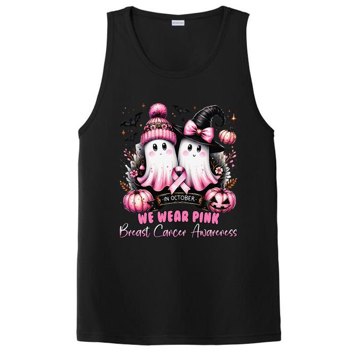 In October We Wear P.Ink Ghost Witch Breast Cancer Awareness Gift PosiCharge Competitor Tank