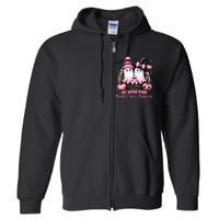 In October We Wear P.Ink Ghost Witch Breast Cancer Awareness Gift Full Zip Hoodie