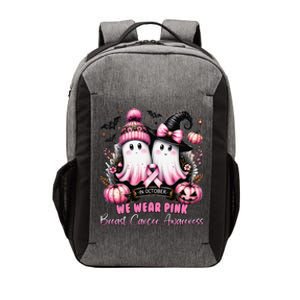 In October We Wear P.Ink Ghost Witch Breast Cancer Awareness Gift Vector Backpack