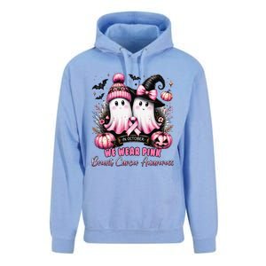 In October We Wear P.Ink Ghost Witch Breast Cancer Awareness Gift Unisex Surf Hoodie