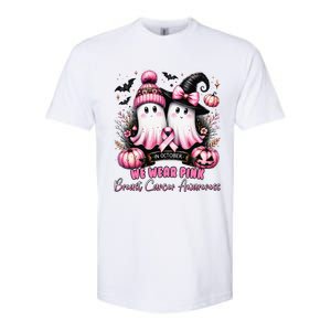 In October We Wear P.Ink Ghost Witch Breast Cancer Awareness Gift Softstyle CVC T-Shirt