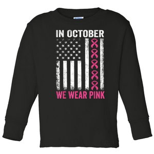 In October We Wear Gift Us Flag Toddler Long Sleeve Shirt